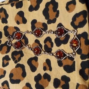 🌻Beautiful Victorian Genuine Sterling Silver & Baltic Amber Link Bracelet